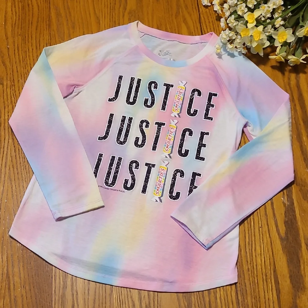 Justice Kids Tie-Dye Smarties Long Sleeve Shirt - Girl's Small